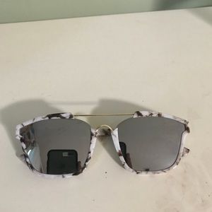 White Marble Sunglasses with Silver Lenses